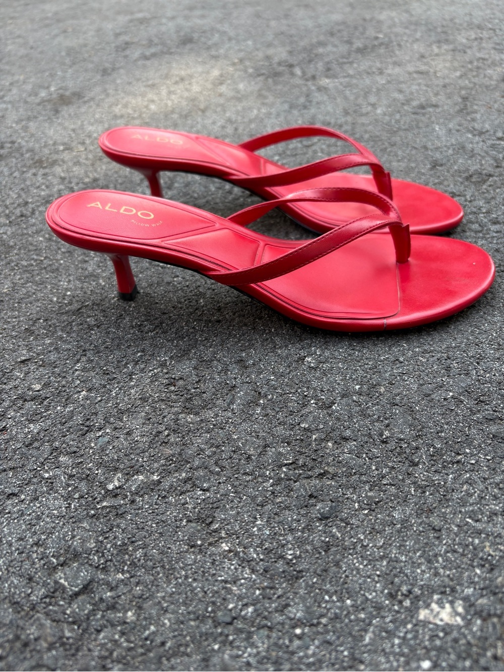 ALDO Red Mid-Kitten Heel Thong Sandals